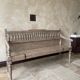Patinated exotic wood bench for indoor or outdoor use