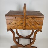 Worker on vintage wooden legs