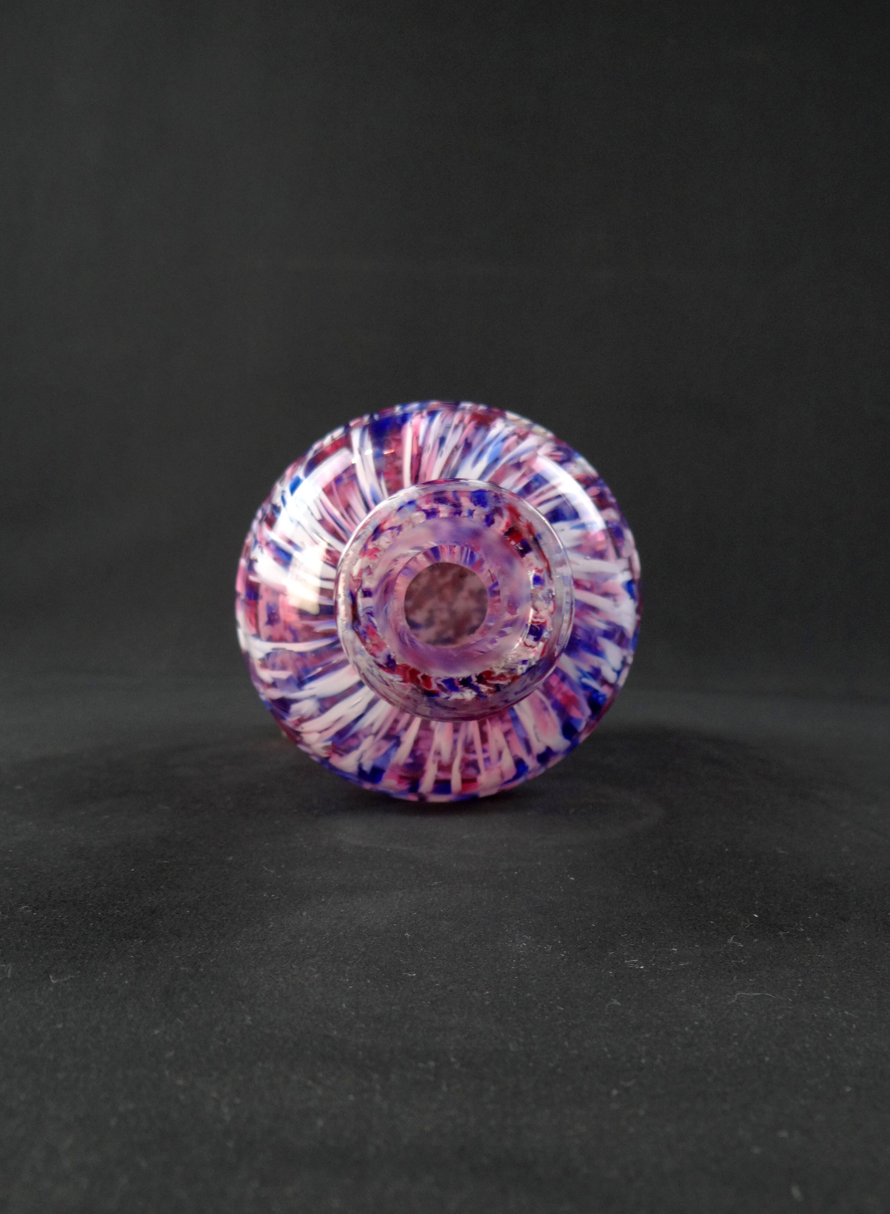 Antique polychrome speckled glass carafe/bottle from Clichy, late 19th century