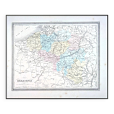 Belgium, old map, printed in 1852.