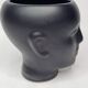 Anthropomorphic pot cover in matt black glazed ceramic, 80s