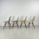 Eames Herman Miller DSW side chairs in greige, seafoam green, light ochre and parchment with slight