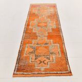 3x9 Vintage Brown & Orange Runner Rug, 84x285Cm