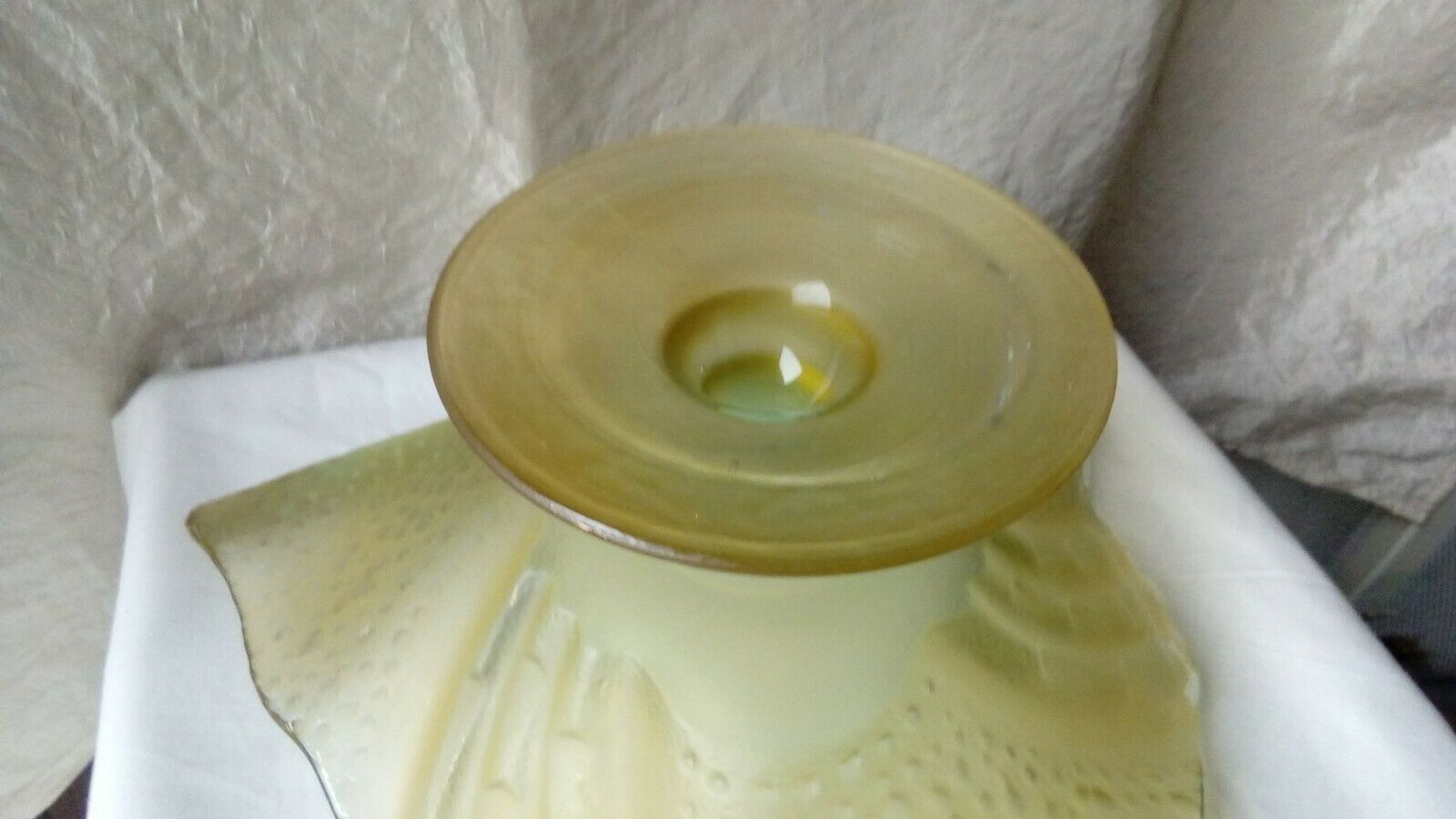 Frosted glass fruit bowl, contemporary piece from the 20th century.