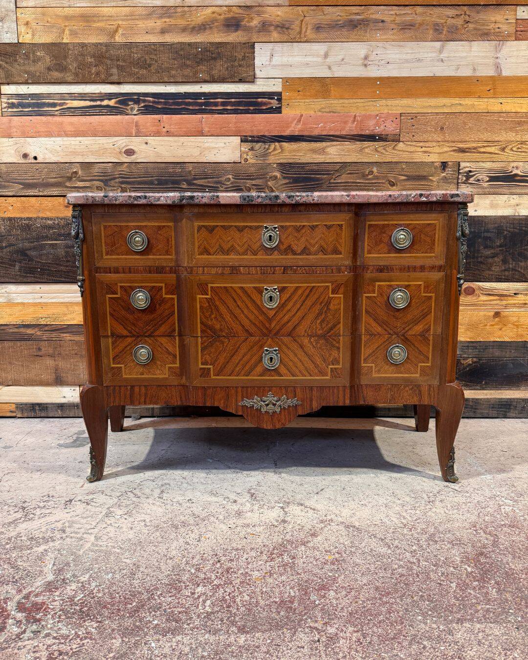 Transitional Louis XV / Louis XVI style chest of drawers