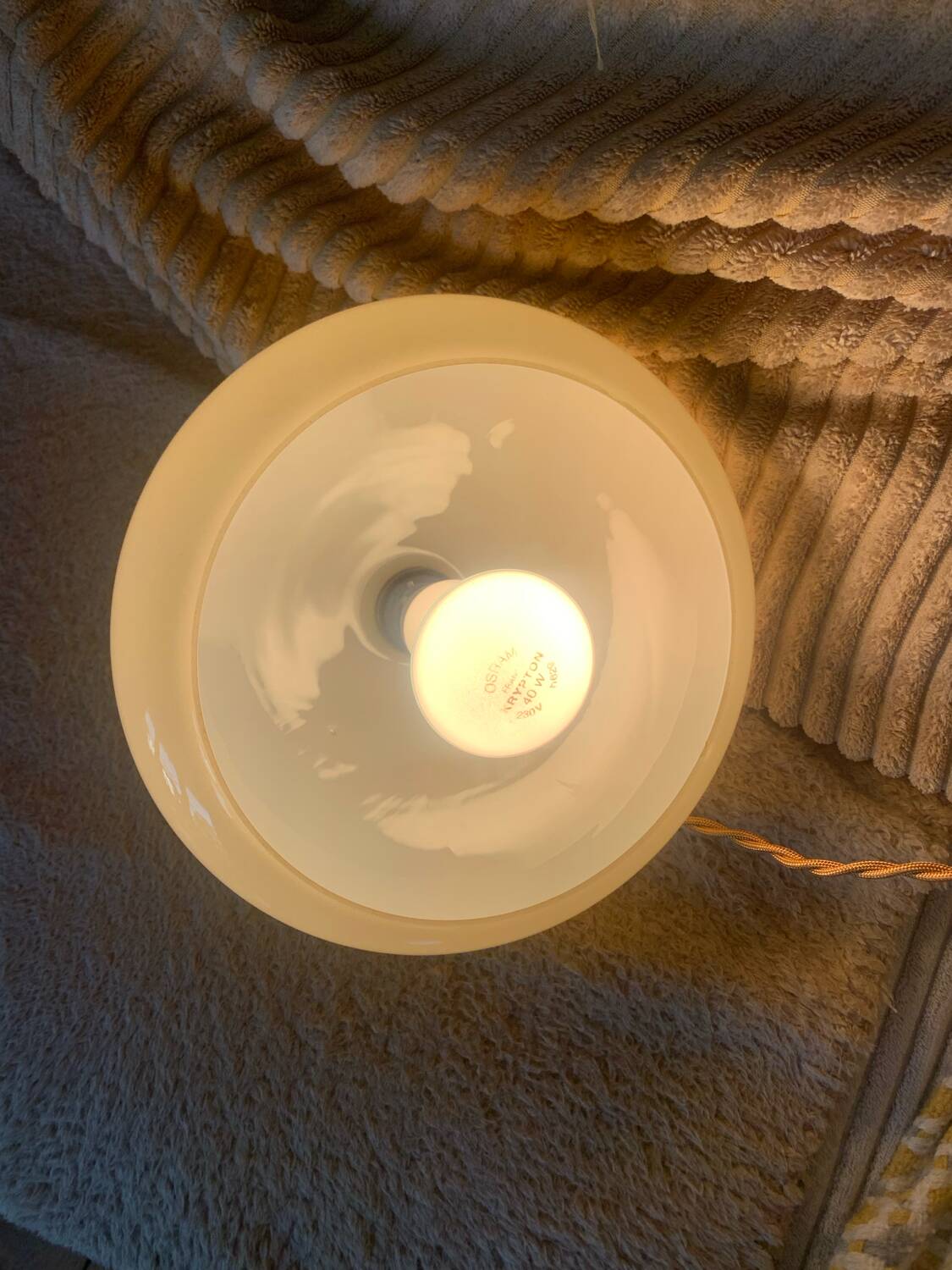 Vintage opaline globe pendant lamp / portable lamp