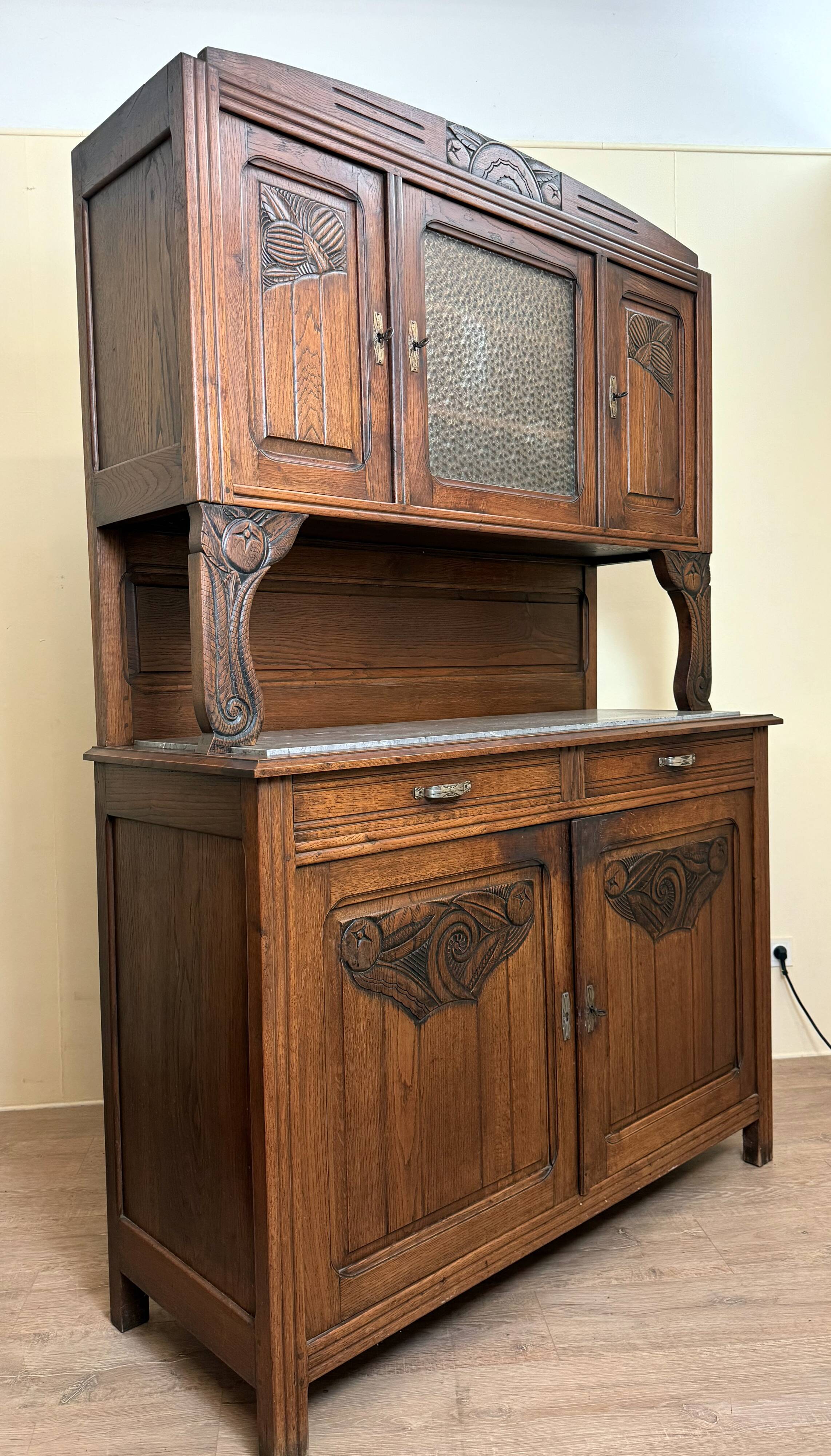 2-body art deco buffet in solid wood circa 1940