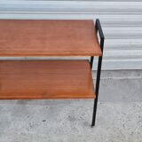 Teak and metal side table