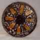 Round plate Vallauris glazed ceramic in brown and orange and Fat Lava A036