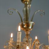 Golden Glass Lustre, Two Floors And 12 Arms Of Light Circa 1940