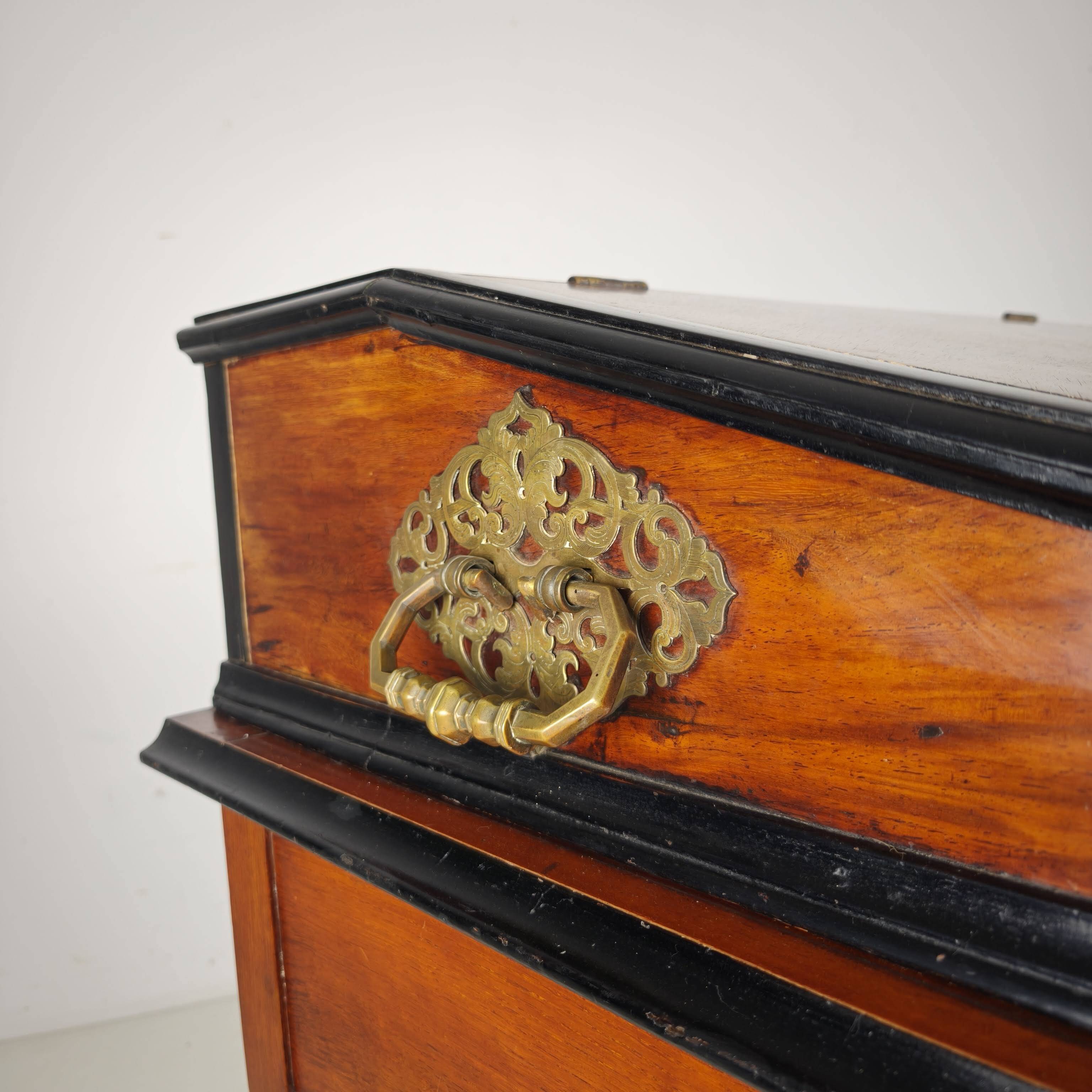 18th Century Indonesian Amboyna & Ebony Portable Writing Desk, custom stand