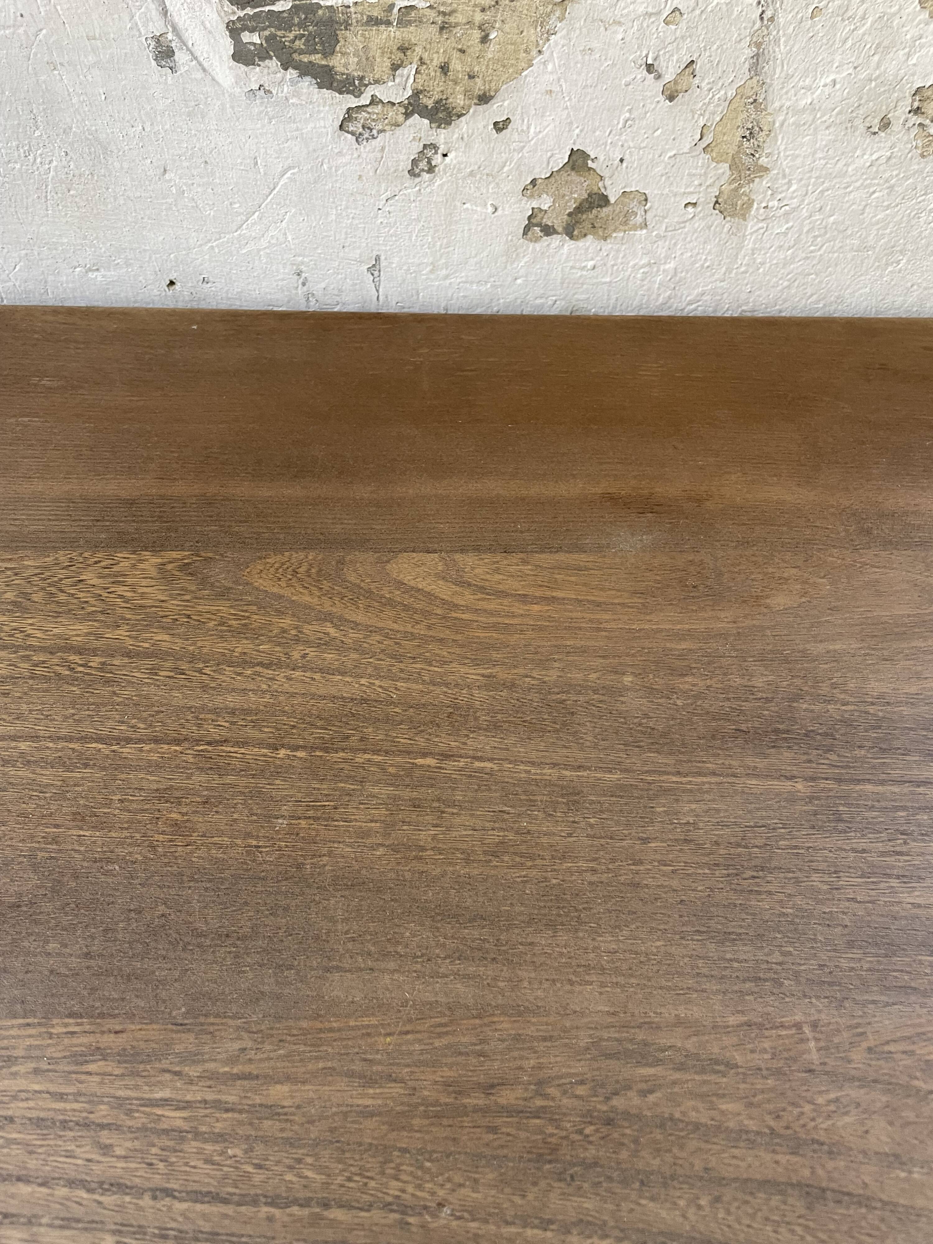 Brutalist desk in elm, signed Aranjou.