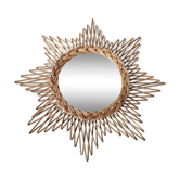 wicker rattan star mirror, bulging witch 47x48 cm
