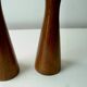 Lot de 2 bougeoirs scandinave diabolo en teck - design danois années 70