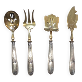 Ancien service  à dessert mignardises 4 pièces argent gaufré poinçon minerve