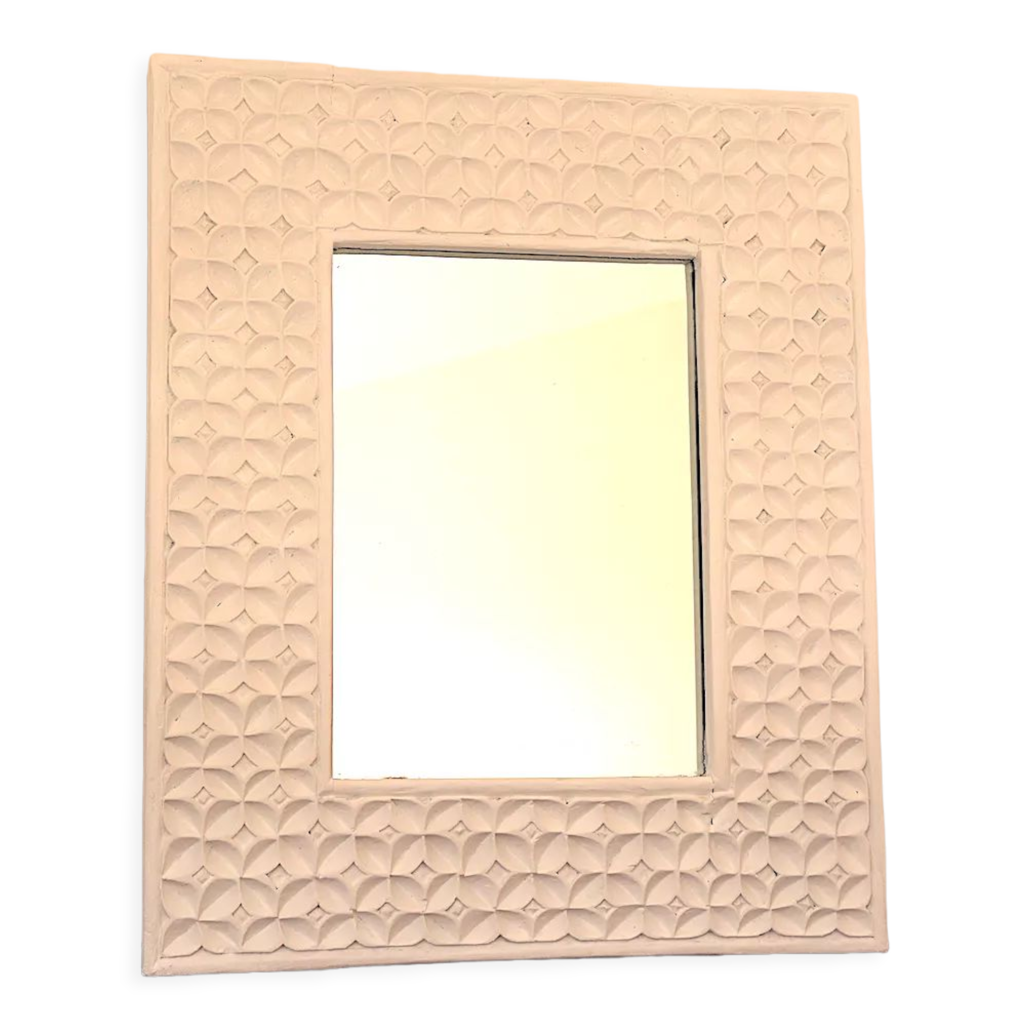 White mirror with carved flowers