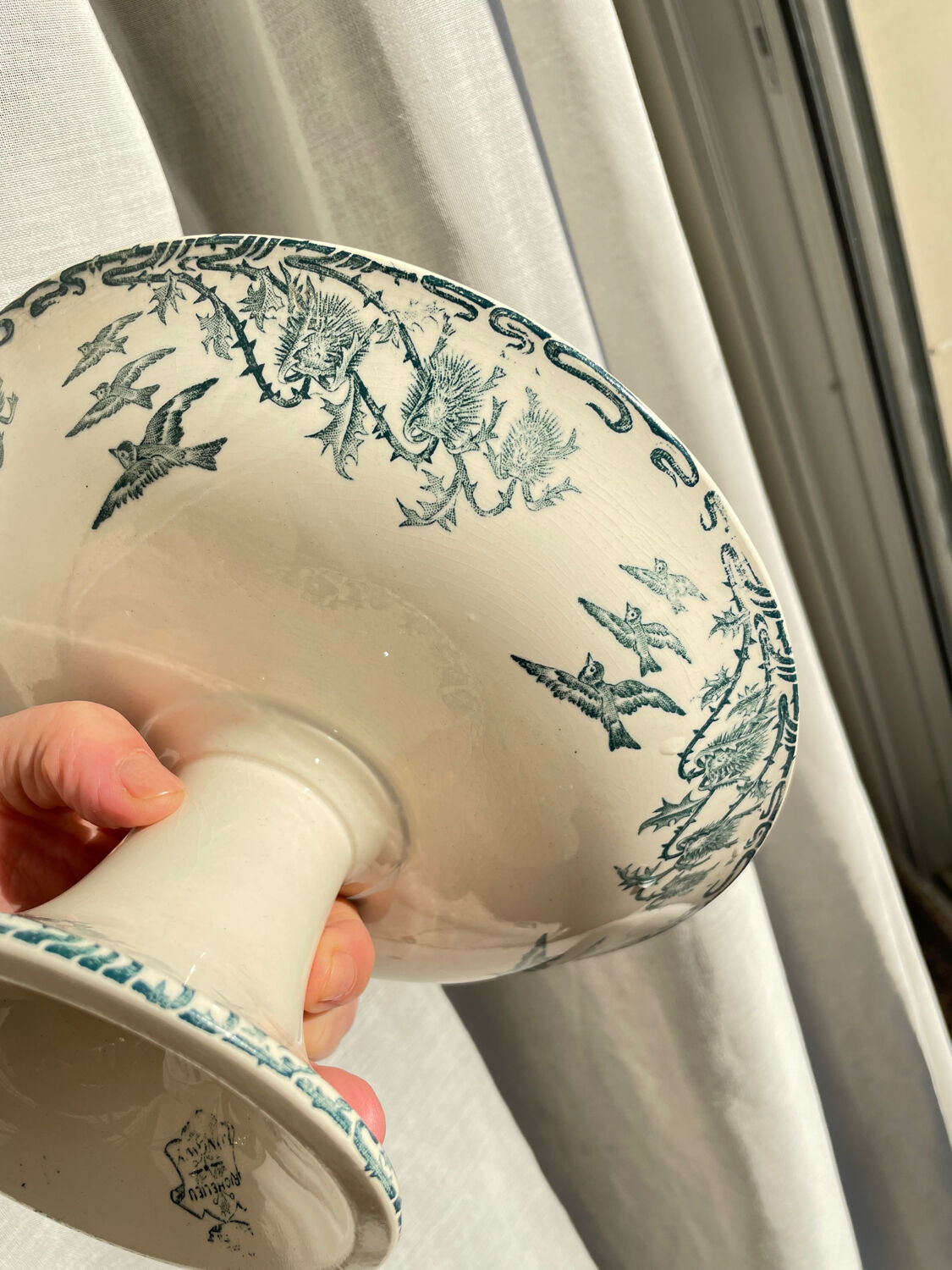 Old Compote Dish Terre de Fer Longwy Model Richelieu