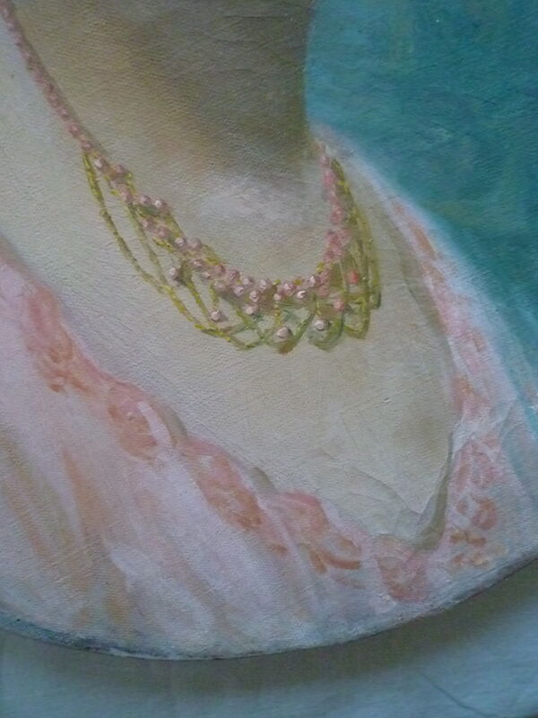 Portrait jeune femme, huile sur toile signée Laroque