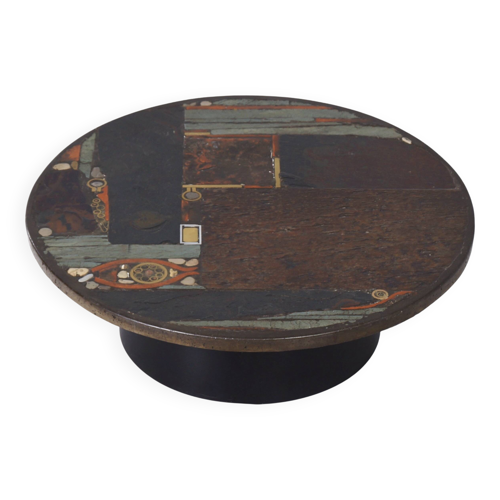 Coffee table by Paul Kingma, 1979 – Mosaic in earth tones, Ø100 cm