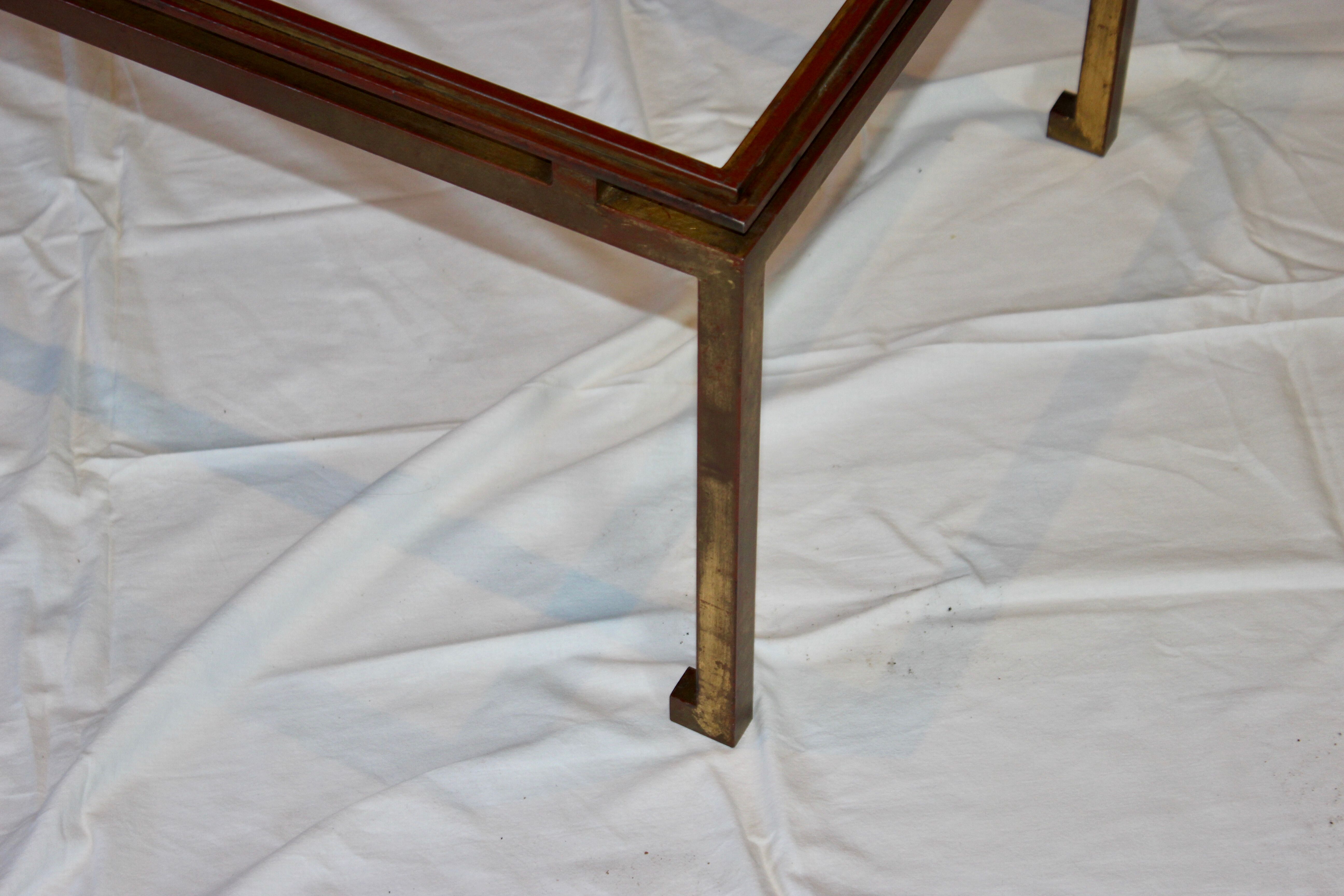 Rectangular gold wrought iron coffee table on sheet, Ramsay House