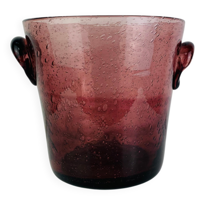 Seau à champagne XL verre bullé de Biot, violet