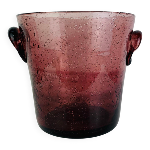 Seau à champagne XL verre bullé de Biot, violet