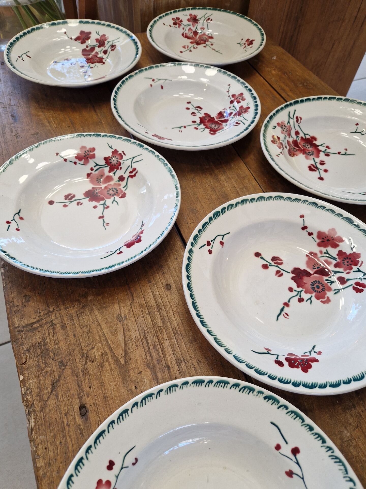 Set of 8 Deep Plates Cherry Blossom Badonviller
