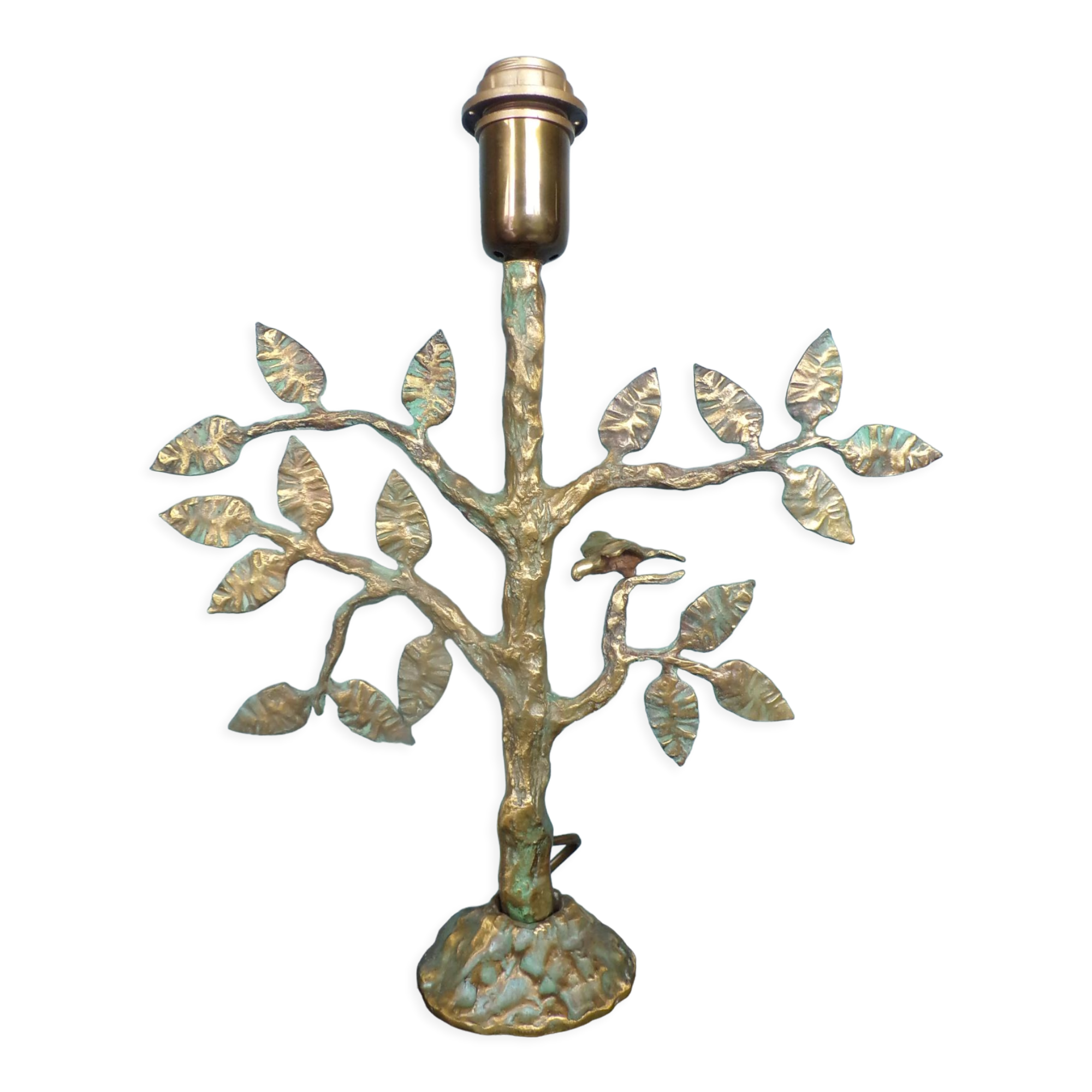 Brutalist bronze tree lamp