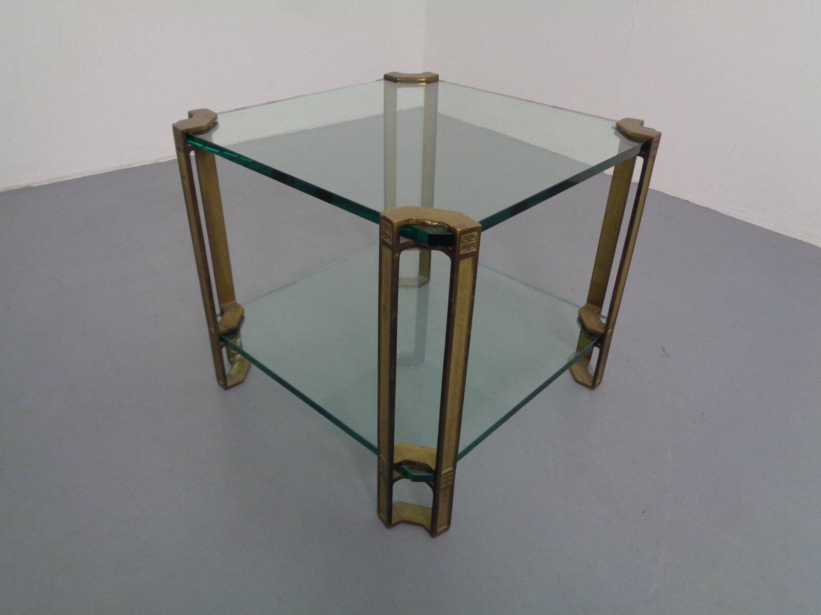 T24 Tempered Glass & Brass Coffee Table by Peter Ghyczy, Germany, 1970s