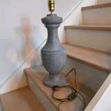 Vintage baluster lamp in zinc gray wood