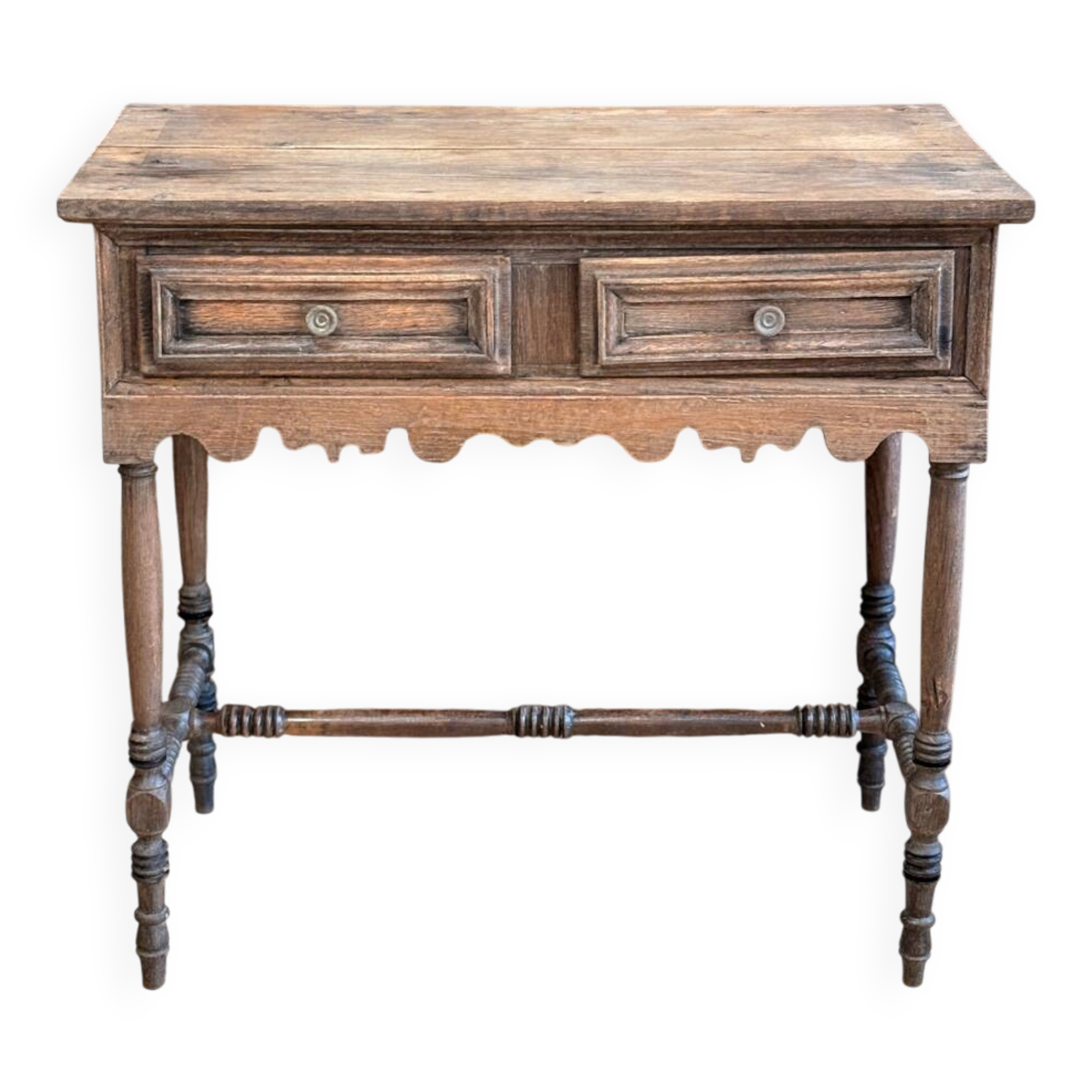 Raw wood console with drawers