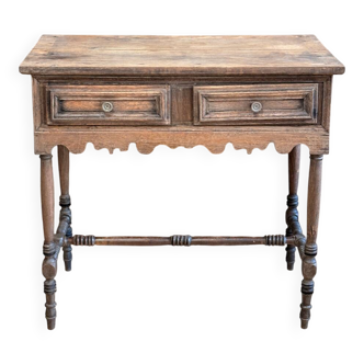 Raw wood console with drawers