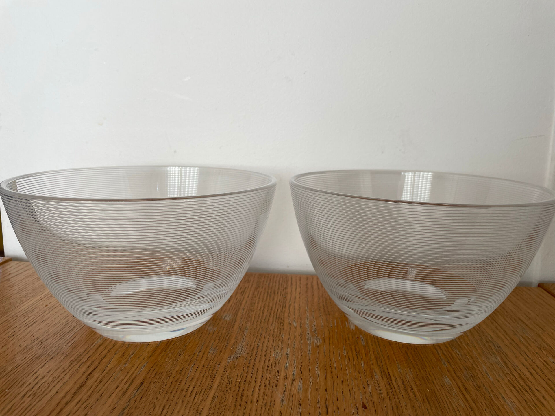 Pair of Large Salad Bowls in Modernist Crystal – Scandinavian Style / O