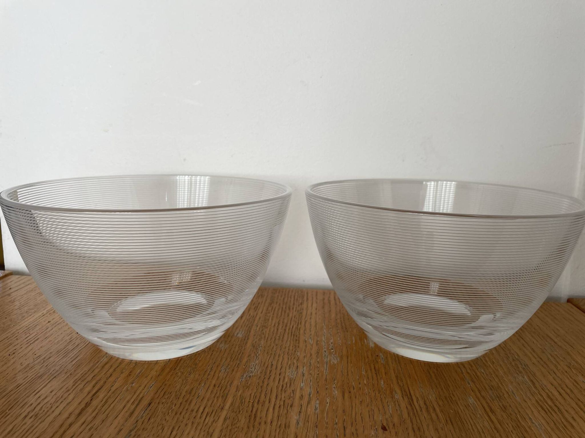 Pair of modernist salad bowls in Scandinavian style.