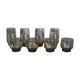 Set of 8 smoked glasses with 70s patterns
