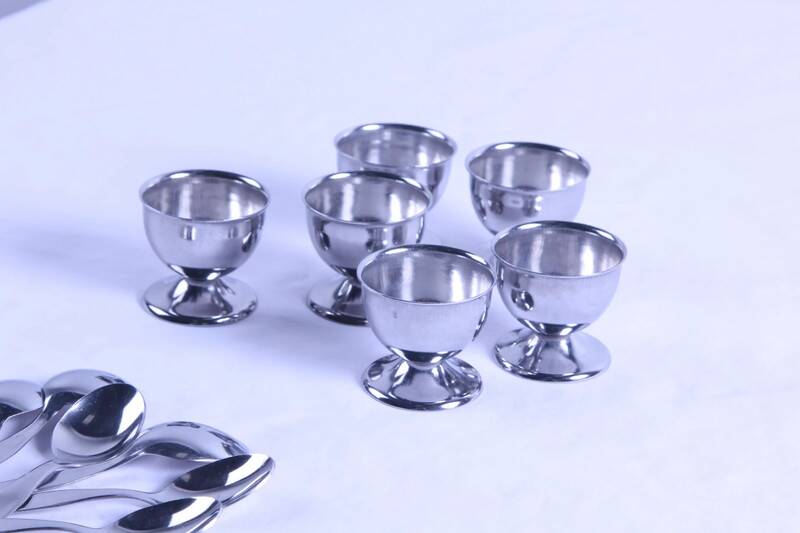 Guy Degrenne vintage metal egg cup set