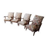Four 1950s armchairs - wooden armrests