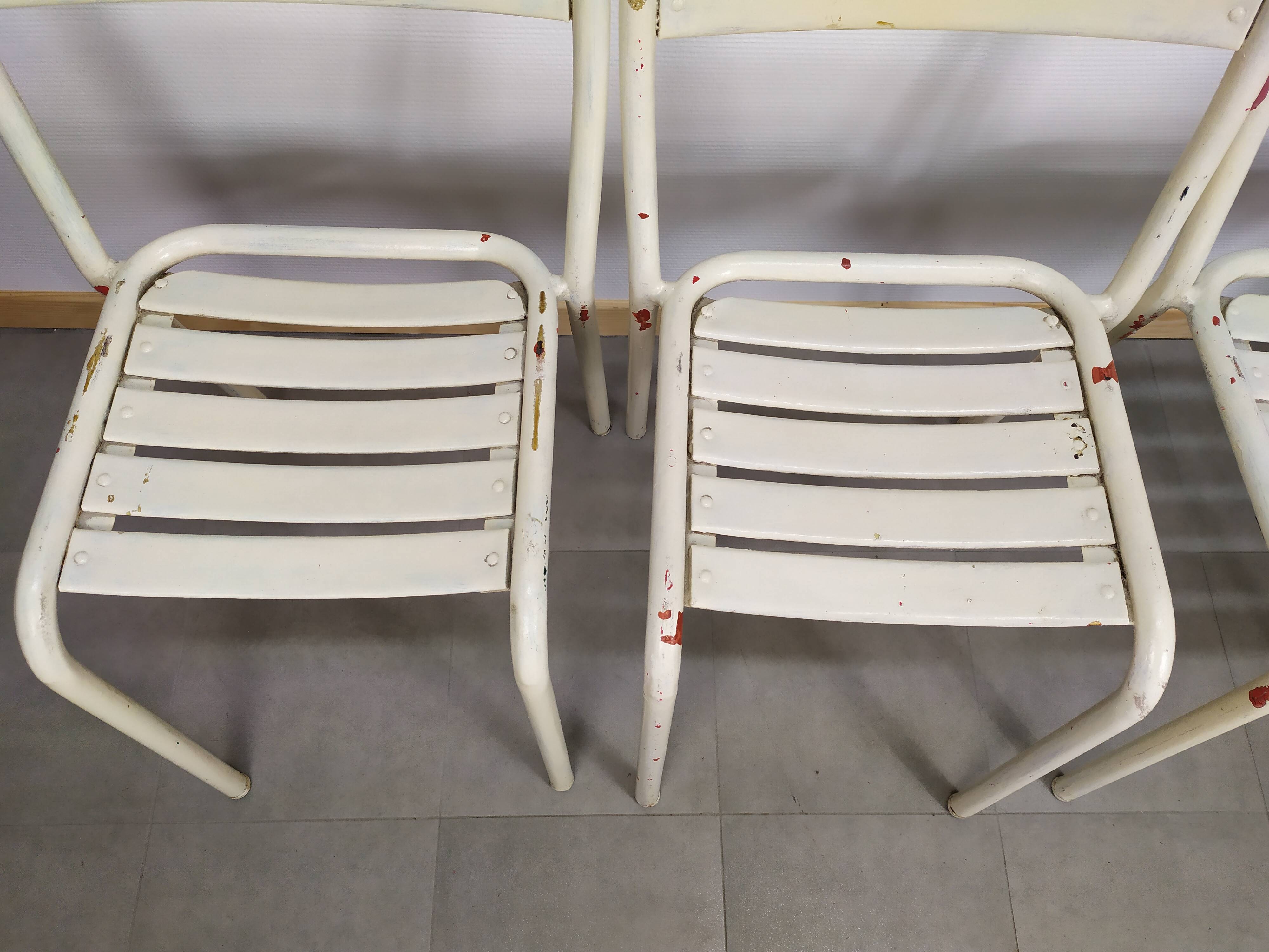 Lot of 4 chairs Tolix T2 by Xavier Pauchard 1950