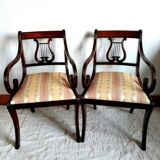 Pair of Charles X style Lyre-backed armchairs