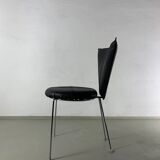 Six chaises en métal recouvertes de similicuir noir, de Lubke, Allemagne, années 1990