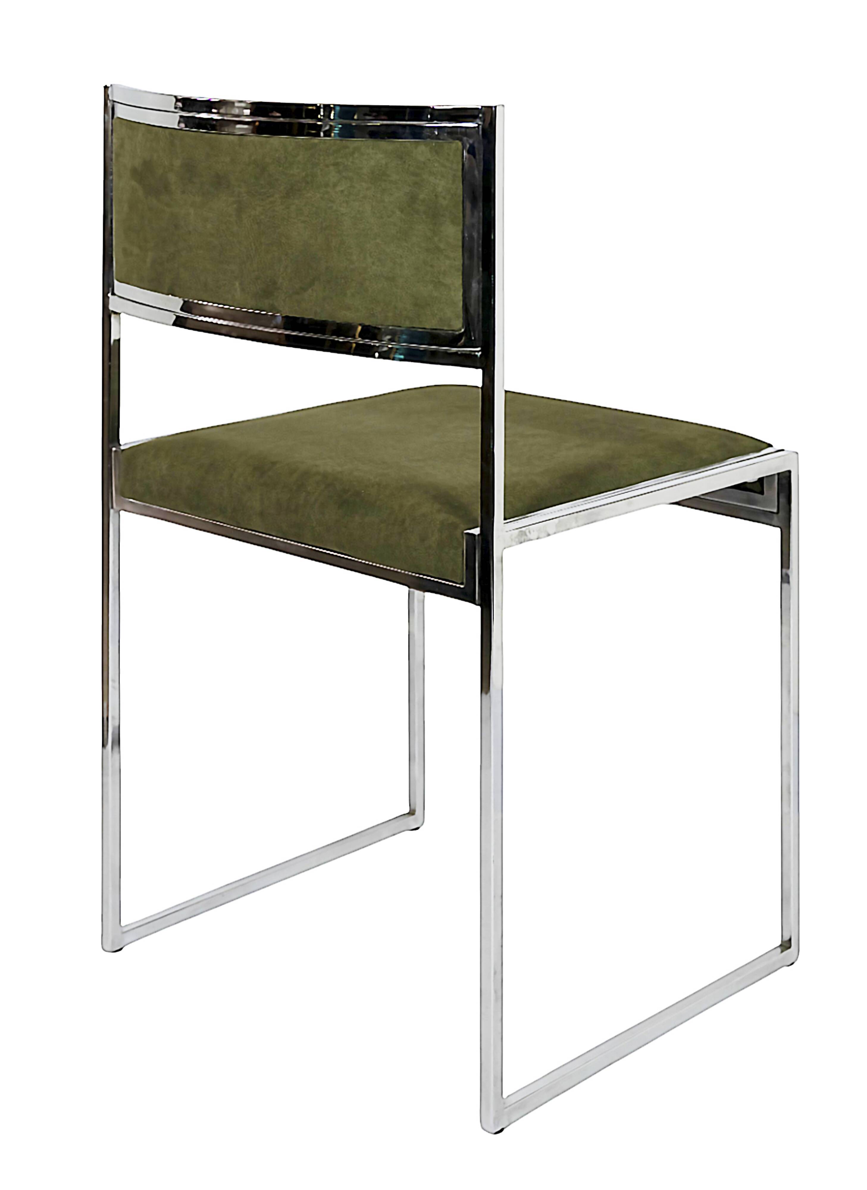 Set of 4 Mid-Century Italian Chrome Chairs by Willy Rizzo