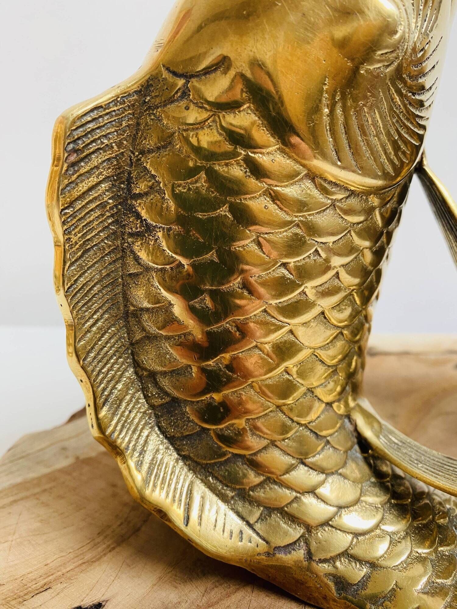 Pair of koi carp vases in brass, animal sculpture