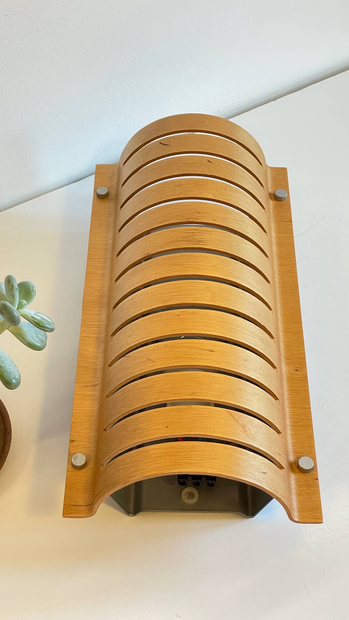 Vintage Ikea bent wood and steel wall light