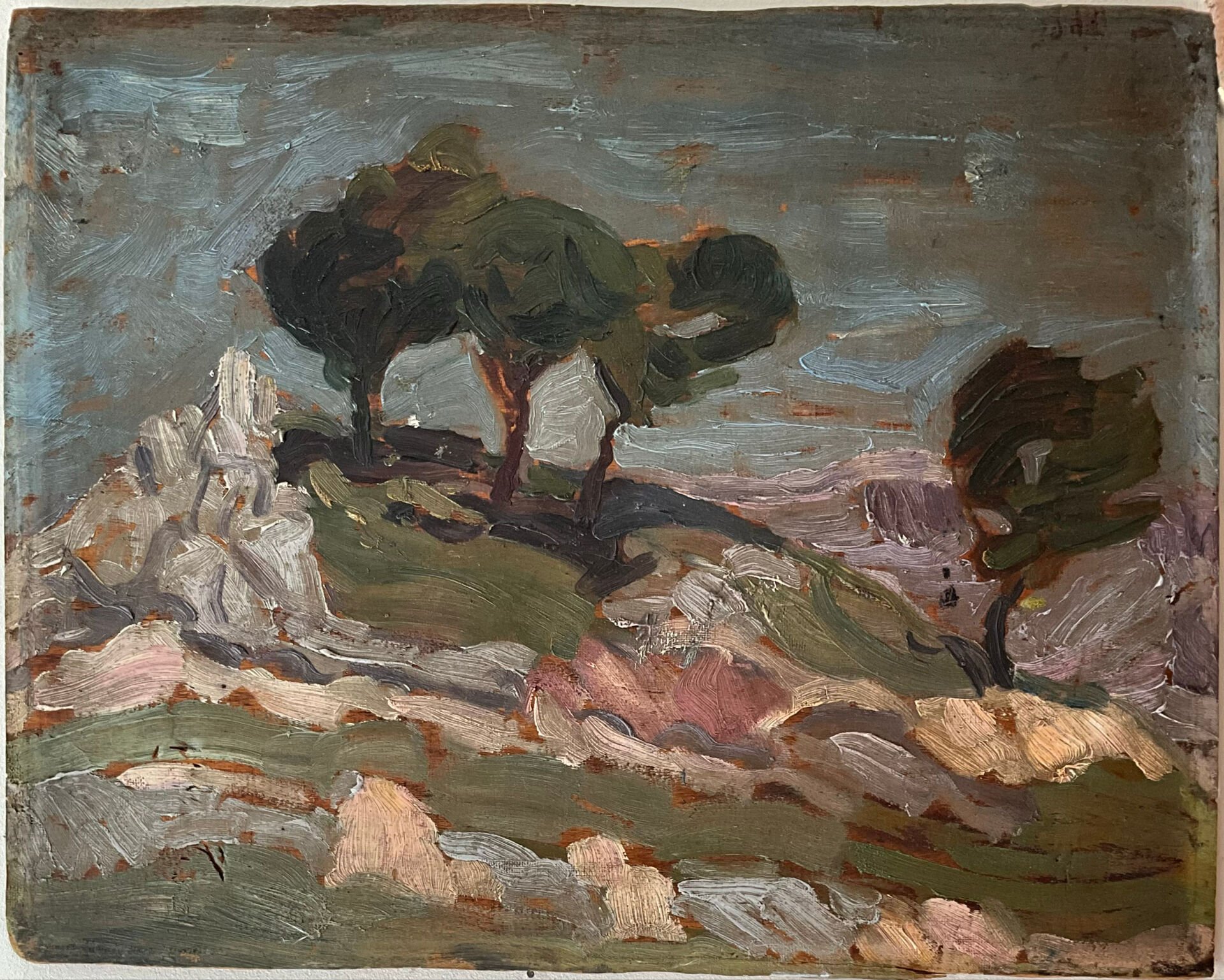 Oil on panel, Provençal landscape, circa 1930-1950