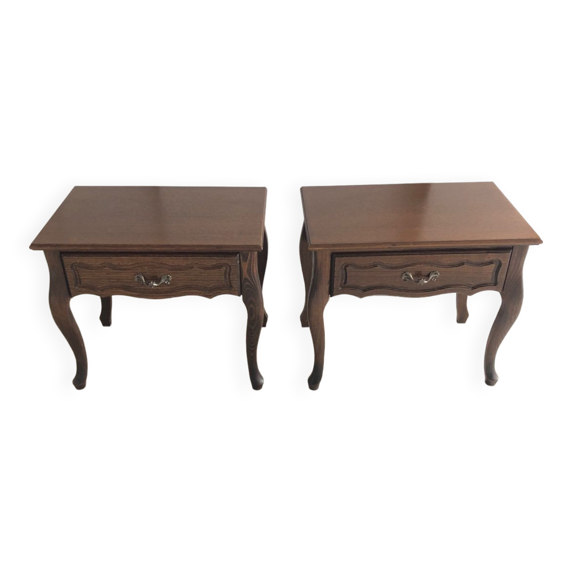2 Louis XVI style Vintage bedside tables in varnished wood