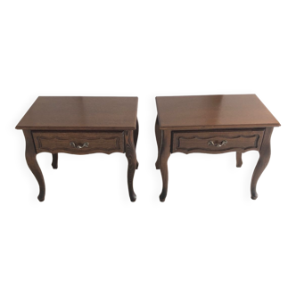 2 tables de chevet style Louis XVI Vintage en bois vernis