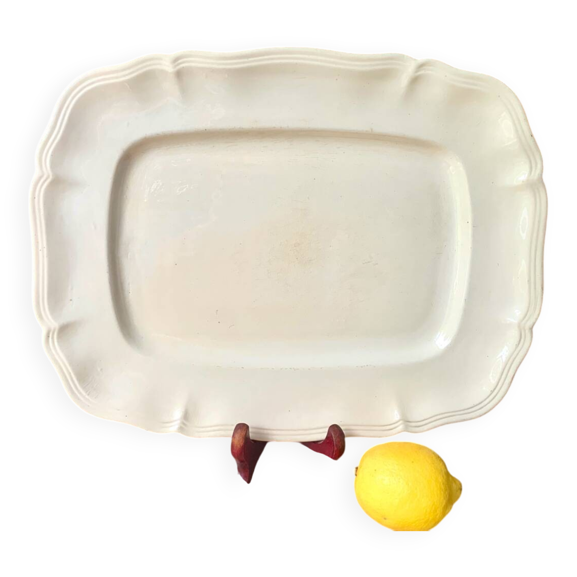 Large antique ivory serving dish from Sarreguemines