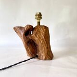 Wooden lamp, new fabric cable, cardboard lampshade