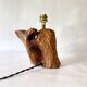 Wooden lamp, new fabric cable, cardboard lampshade