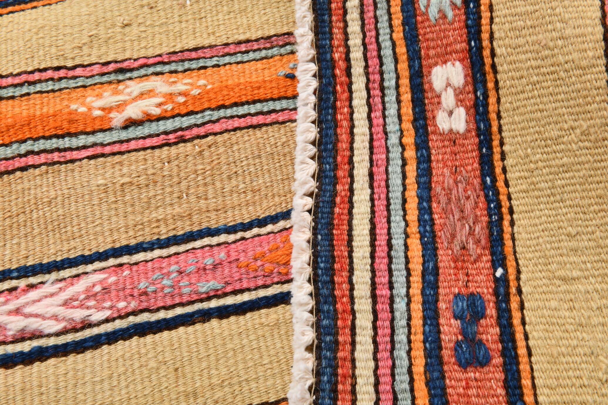 Vintage Striped Pattern Multicolor Kilim Rug, 183x239Cm